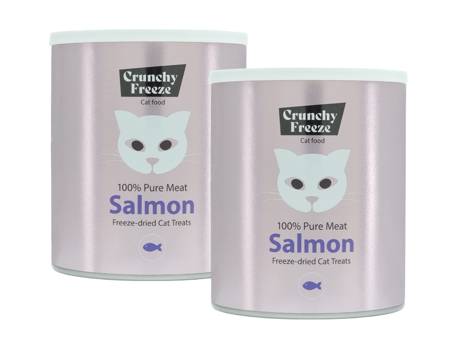 Crunchy Freeze Salmon Doppelpack Leckerli für Katzen gefriergetrocknetes Lachsfleisch 2x140 g