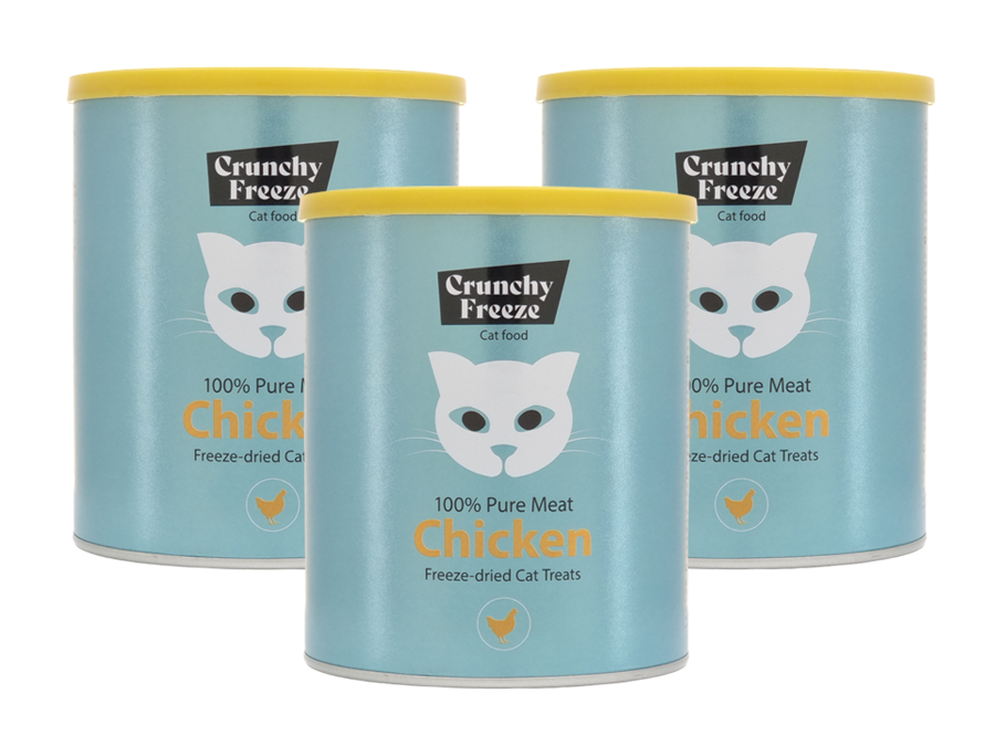 Crunchy Freeze Chicken Dreierpack Leckereien für Katzen gefriergetrocknetes Huhn 3x140 g