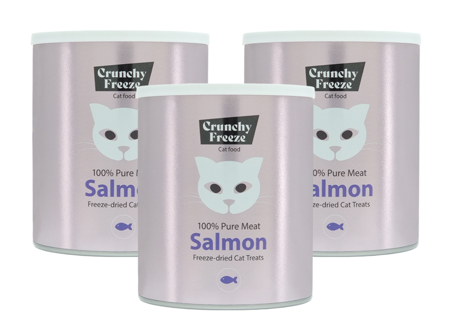 Crunchy Freeze Salmon Triple Pack Leckerli für Katzen gefriergetrocknetes Lachsfleisch 3x140 g